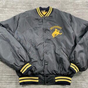Vintage Howe Jacket Mens XL Black Lubbock Westerners Varsity 80s 90s